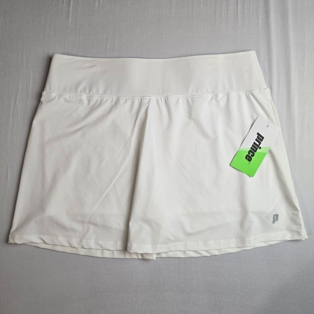 Prince Womens White Tennis Skort Athletic Skirt with Built-in Shorts Large NWT